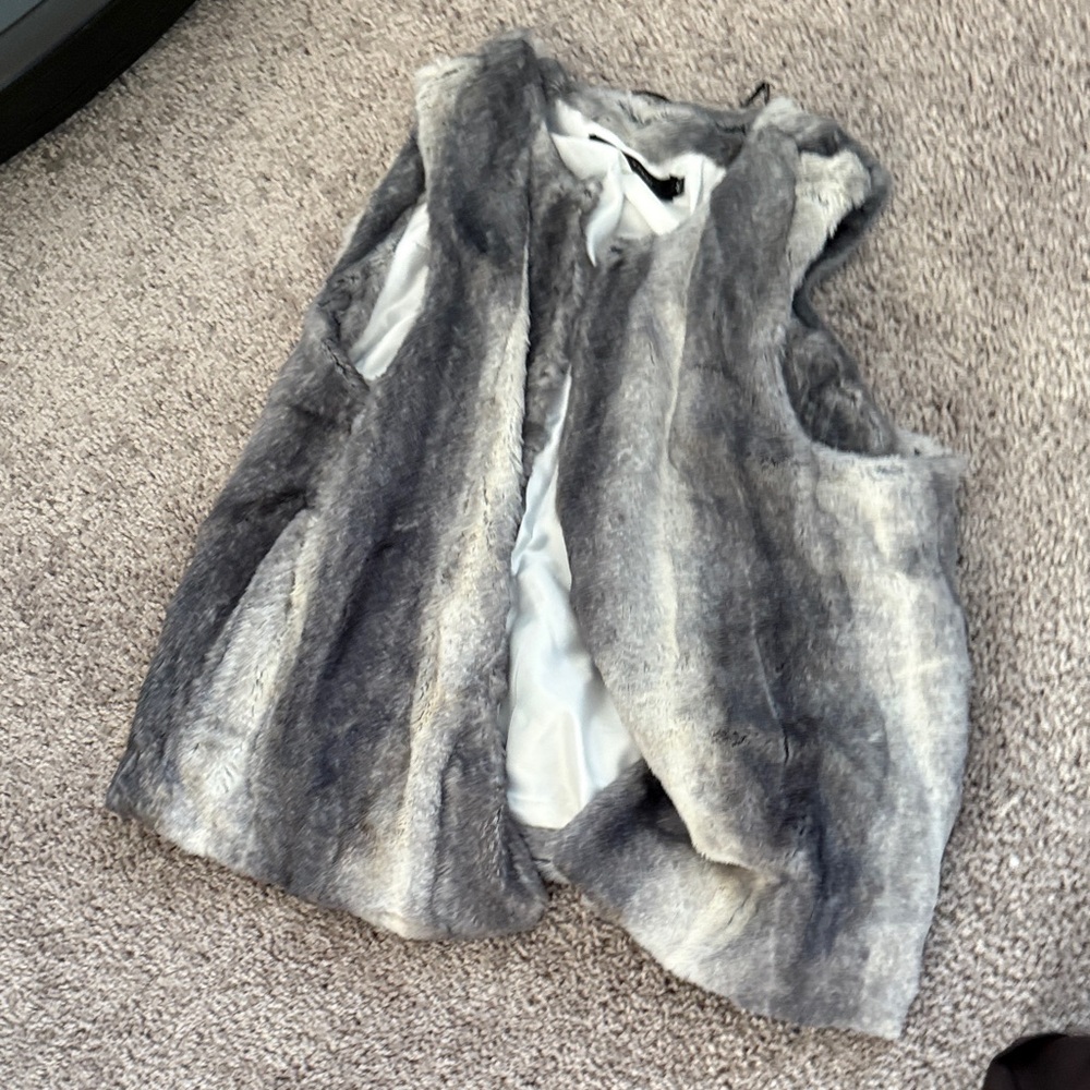 Gray Faux Fur Vest